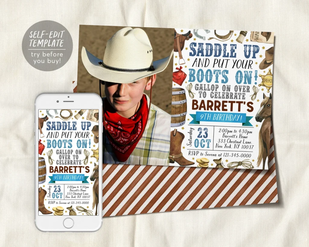 Rodeo Birthday Invitation With Photo Editable Template Cowboy Country Western Wild West Party Invite Saddle Up Ranch Southwestern Evite 374992085 Rodeo Birthday Invitation With Photo Editable Template Cowboy Country Western Wild West Party Invite Saddle Up Ranch Southwestern Evite 374992085