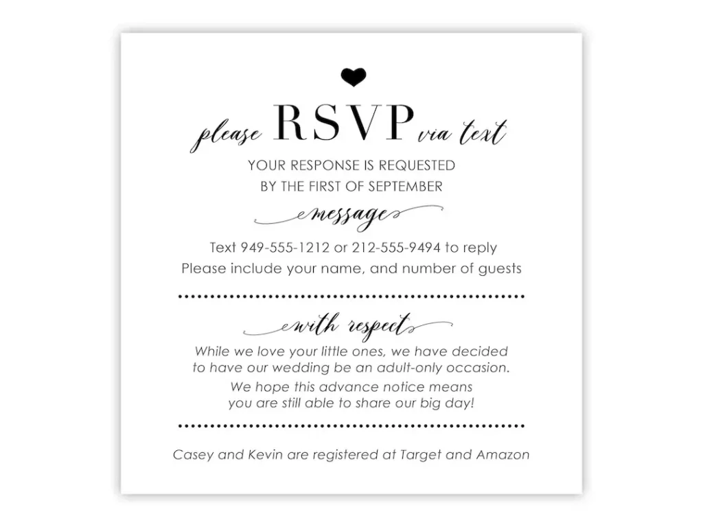 Rsvp By Text Cards Square Wedding Reply