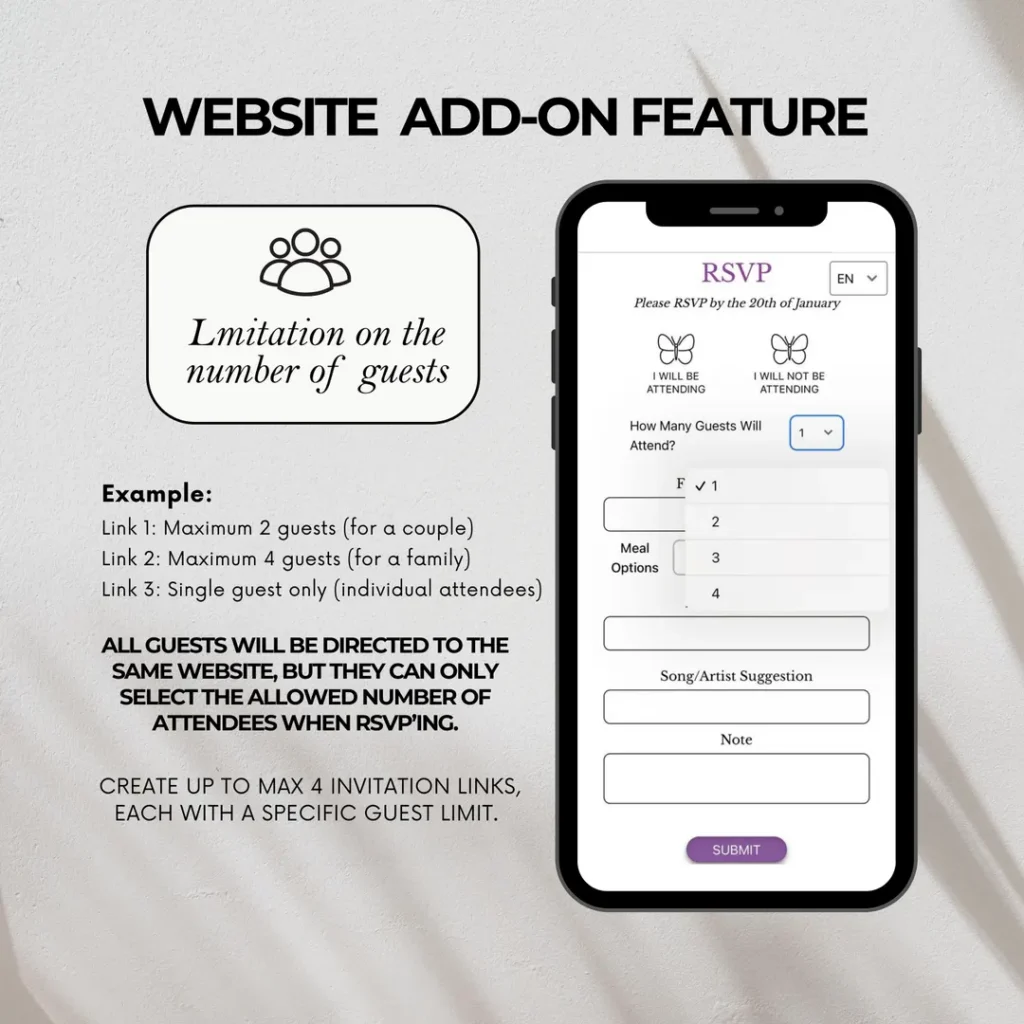 Rsvp Website Invitation Guest Limit Add