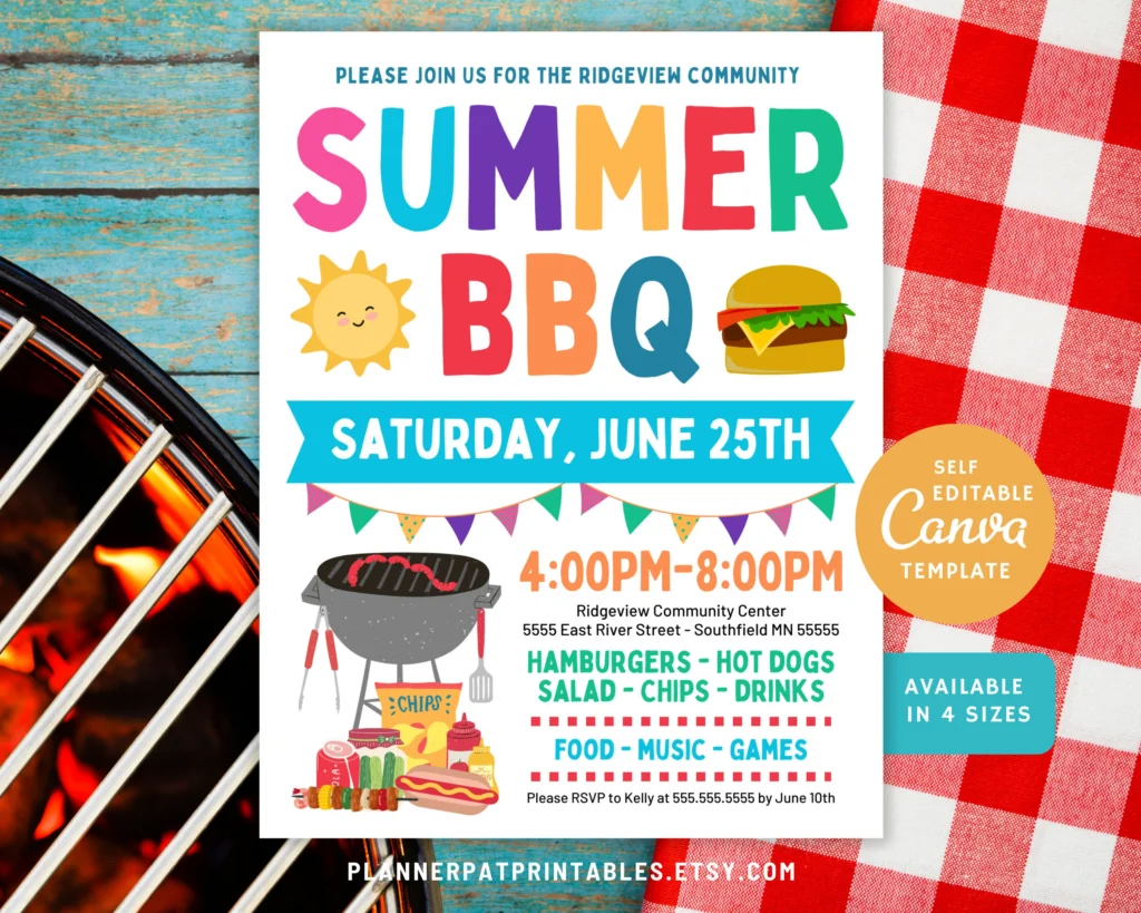 Summer Bbq Party Flyer Editable Template