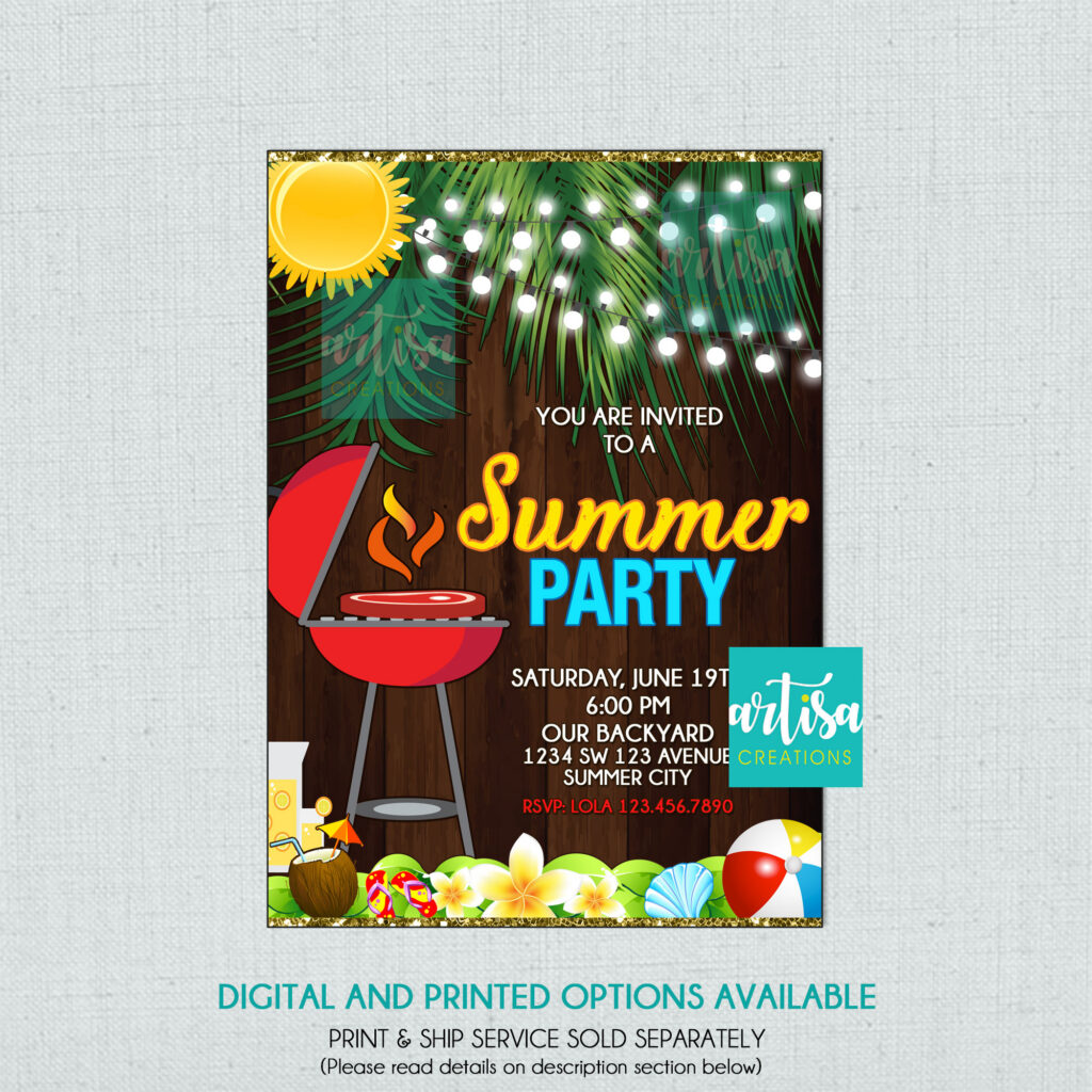 Summer Party Invitation Summer Bbq