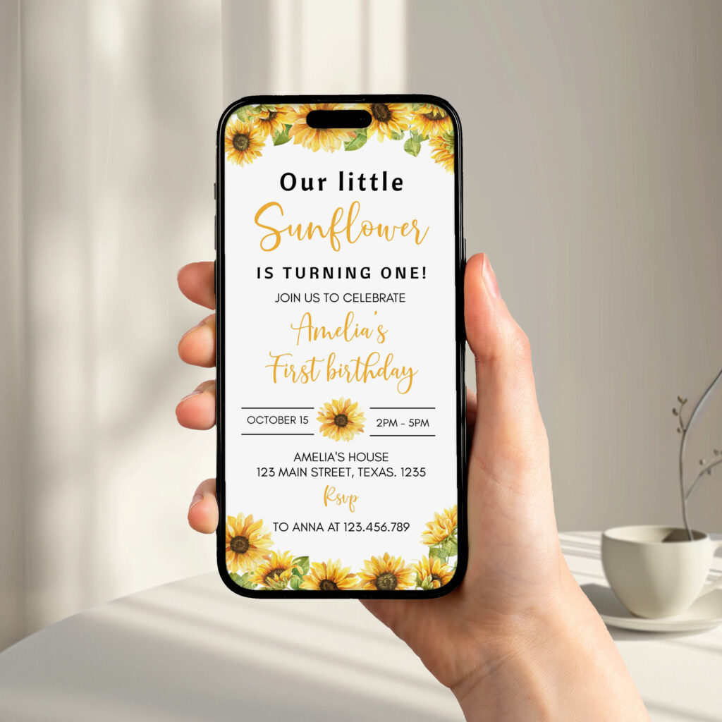 Sunflower Birthday Party Evite Sunflower Birthday Party Evite