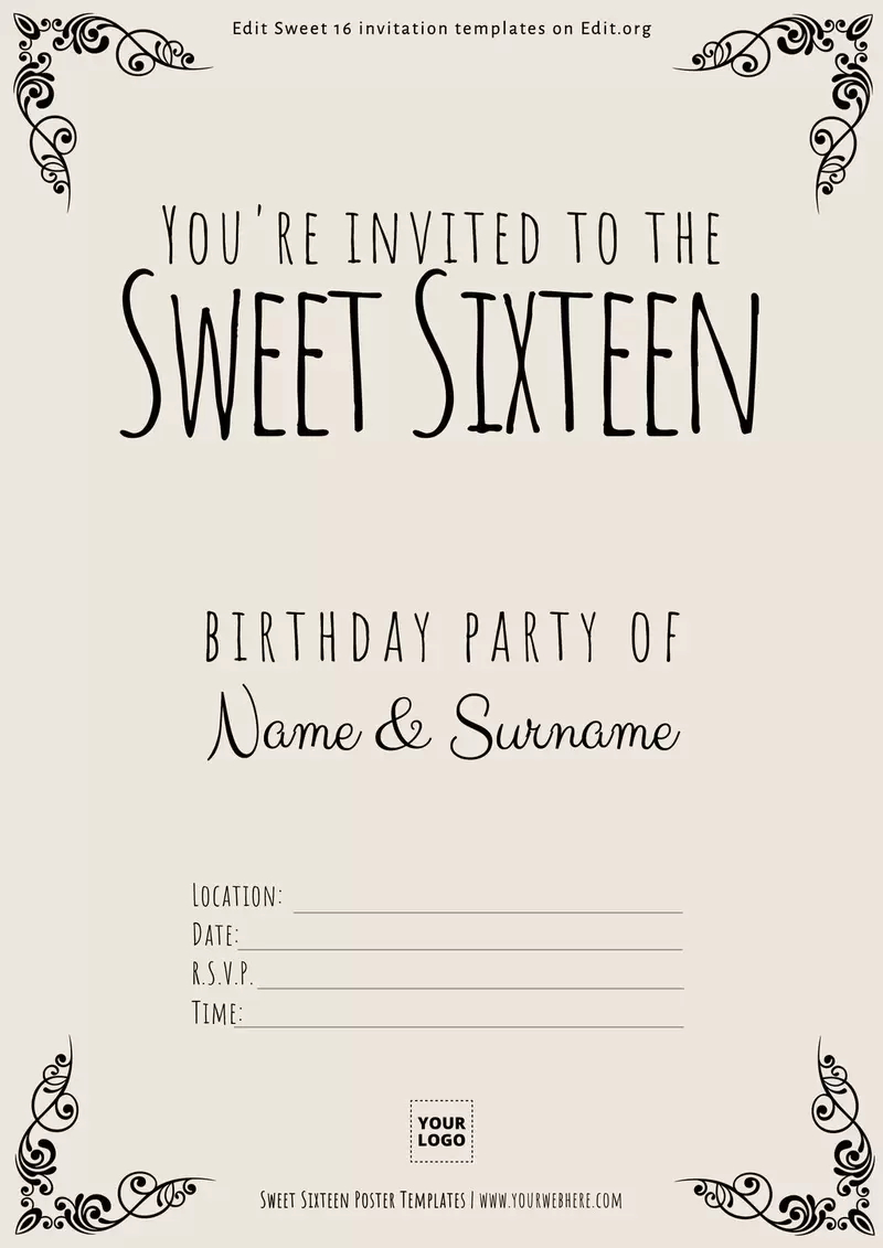 Sweet Sixteen Invitation Templates