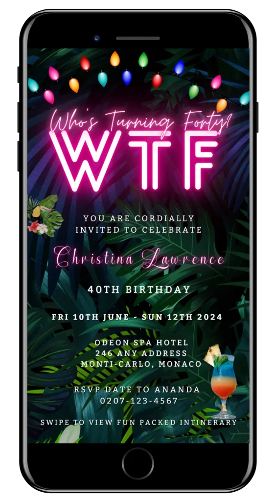 Tropical Destination Neon Pink Whos Turning Forty Weekend Evite Tropical Destination Neon Pink Whos Turning Forty Weekend Evite