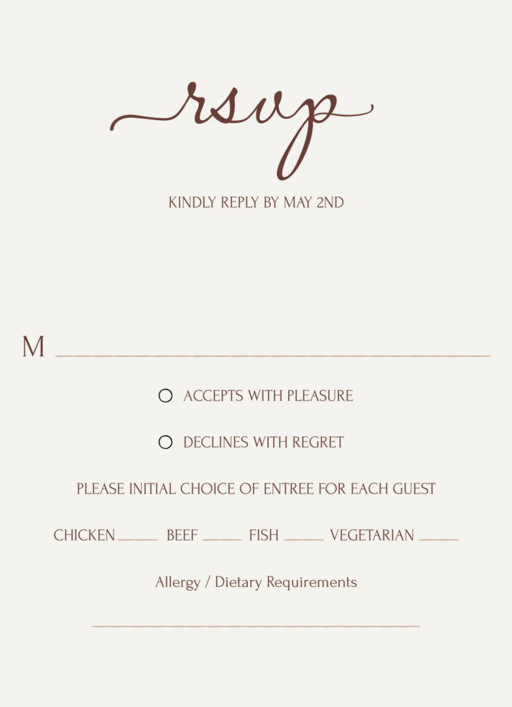 Wedding Rsvp Menu Choice Free Google Docs Template