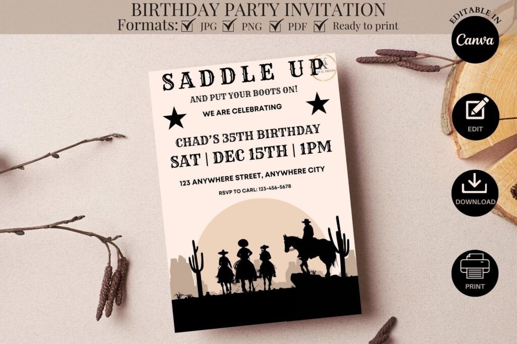 Western Birthday Party Invite Template 2 Western Birthday Party Invite Template 2