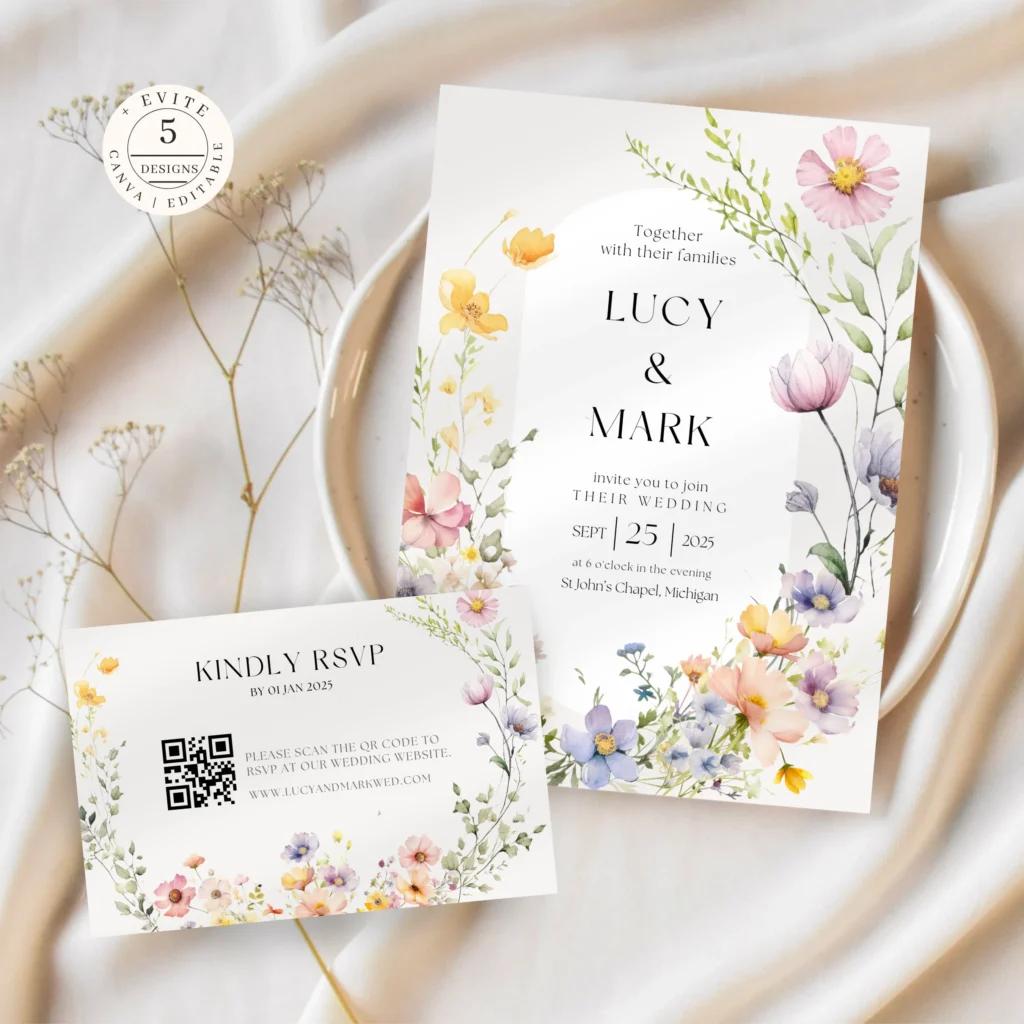 Wildflower Invite Set With Rsvp Qr Code Wildflower Invite Set With Rsvp Qr Code